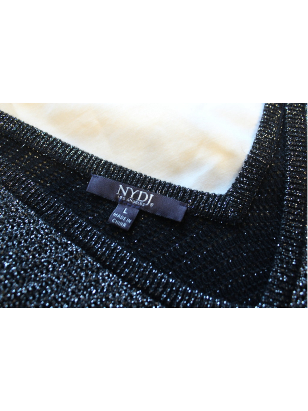 NYDJ Metallic Double V-Neck Sweater L - Picture 8 of 8